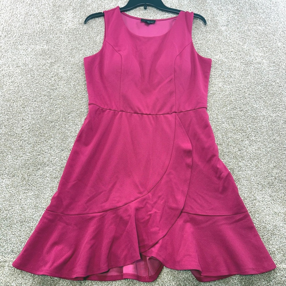 Fortune + Ivy Womens PM Berry Pink Sleeveless Faux Wrap Ruffle Dress Petite M